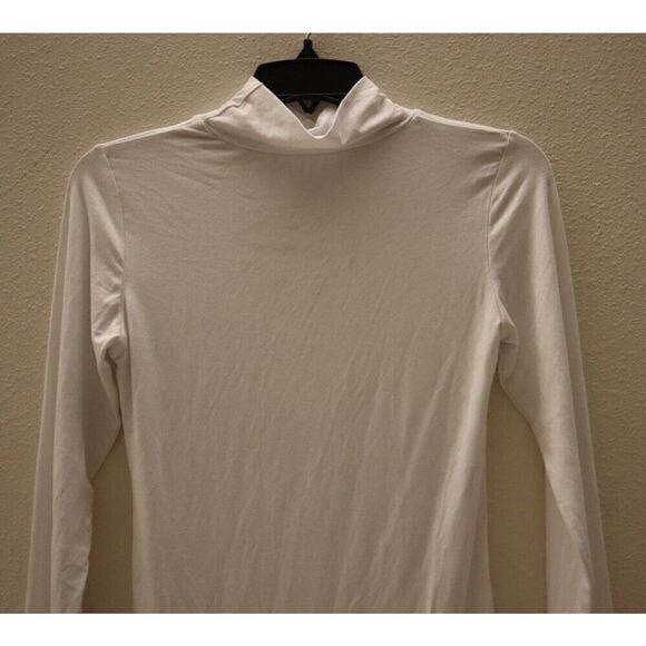 MANGOPOP Collection Women's Sz M White Mock Turtle Neck Long Sleeve Bodysuit - Picture 5 of 7